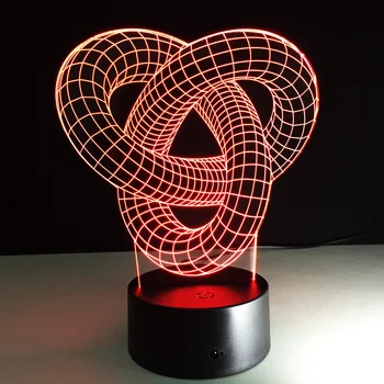 Sznurek węzeł - 3D optyczna iluzja lampa led streszczenie sztuka dekoracji do sypialni salon atmosfera oświetlenia