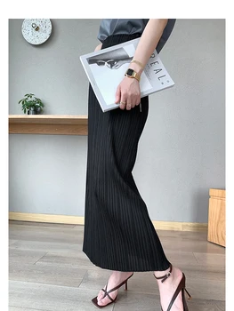 TIANPEI Miyake plisowane spódnice damskie 2020 długie koreańskie spódnice duże stretch wrap hip estetyczna odzież prosta spódnica plus size