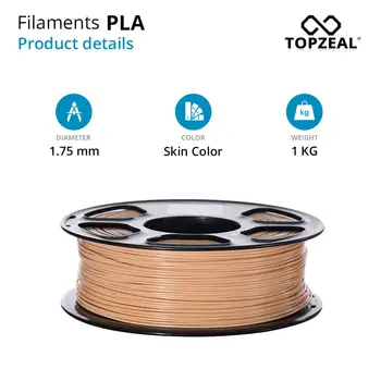 TOPZEAL New Skin Color PLA Plastic for 3D Printer 1.75 mm 1KG Spool PLA Filament 3D Printer and 3D Printing Materials Supplies