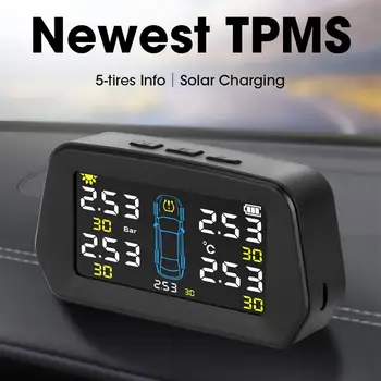 TPMS energia słoneczna samochodowy system kontroli ciśnienia w oponach czujnik zewnętrzny wyświetlacz LCD w czasie rzeczywistym samochodowy system automatycznej sygnalizacji ciśnienia w oponach