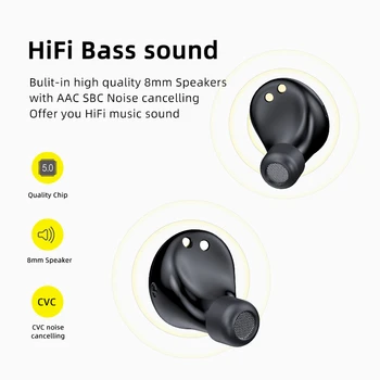 TWS 5.0 tłumiące hałas słuchawki Bluetooth z mikrofonem wyświetlacz led Super Bass słuchawki stereo wodoodporny zestaw słuchawkowy do gier nowy