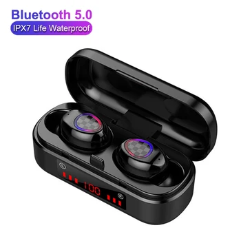 TWS Bluetooth V5.0 słuchawki Bezprzewodowe słuchawki HIFI słuchawki 9D basu dźwięk stereo sportowe, zestaw słuchawkowy wodoodporny dla iOS Android