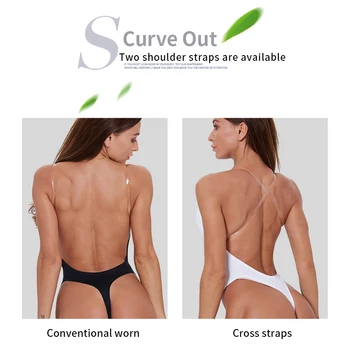 Talia Trener Kobiety Głębokie V Body Shaper Body Tummy Bielizna Modelująca Faja Clear Strap Backless Plunge Thong Push Up Biustonosz Usztywniany