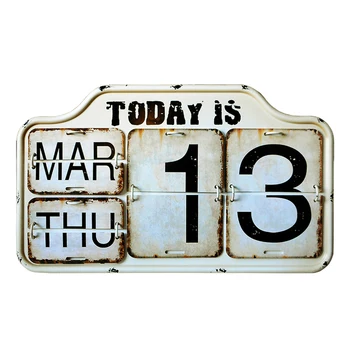 Tenis kalendarz wieczny kalendarz stojący Wystrój pokoju dekoracja Żelazo i PVC litera i cyfra wyglądają zabytkowe