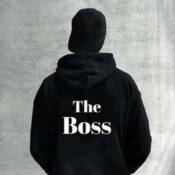 The Boss The Real Boss Couple Hoodies Women Men Lovers Letter Printed Sweatshirt Lovers Couples Bluza Casual Sweter Prezent