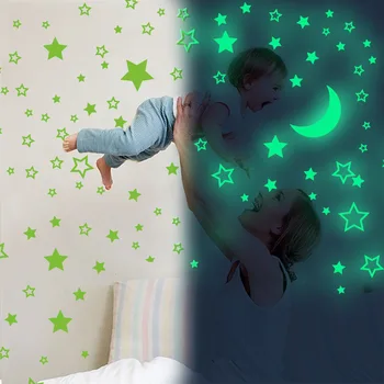 Tofok DIY świecące puste gwiazdy Księżyc dekoracyjne naklejki domowy sufit plac zabaw, fluorescencyjne naklejki świecące w ciemności