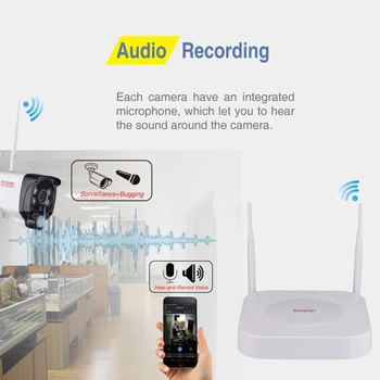 Tonton 8CH 1080P Smart Home Security IP Camera Audio Recording PIR Sensor 2T HDD Wireless CCTV System NVR zestaw cctv