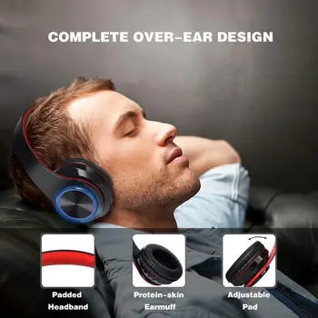 Tourya bezprzewodowe słuchawki Bluetooth, słuchawki 7 kolorów świecące led zestaw słuchawkowy z mikrofonem wsparcie TF karty do telefonu, KOMPUTERA odtwarzacz MP3