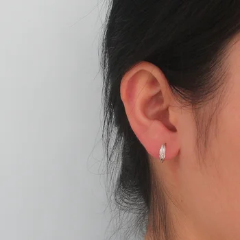 Trusta 925 srebro próby hoop geometryczne liście ucha mankiet jest klip kolczyki dla kobiet bez piercing kolczyki moda biżuteria DS608