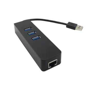 USB 3.0 Hub Lan Gigabit Ethernet RJ45 Network Adapter Hub 3 porty USB to RJ45 External Network Cable Splitter dla komputerów Mac, PC