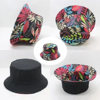 Unisex fabryka druku wiadro kapelusz dwustronny albo delikatnej basen czapki odkryty podróży daszek piesze wycieczki Rybak kapelusze Panama wiadro kapelusz
