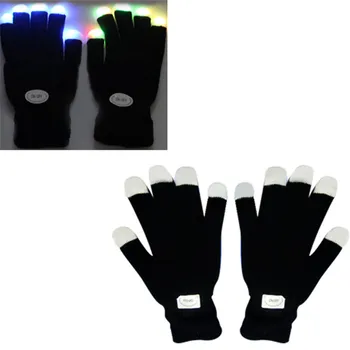 Unisex zimowe rękawice migające rękawice Glow 7 Mode LED Rave Light Finger Lighting Mitt Hallowmas Party Decoration Taktyczne rękawice