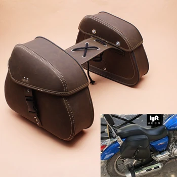 Uniwersalny Fit 1 para motocykl motocykl retro vintage wytrzymała sztuczna skóra ciągniki torby ciągniki torby Torba na Harley Honda Suzuki