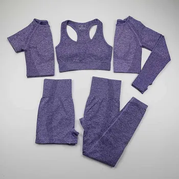 Vital Women Seamless Yoga Set Workout Sport Wear Gym Clothing Short/Long Sleeve Crop Top High Waist Running Leggings Sports Set