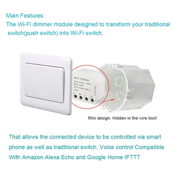 WiFi Dimmer 5 szt. Tuya Smart WiFi Dimmer Switch Module 150 W Smart Switch Ściemniacz pracuje z Alexa Echo Google Home compatiable z