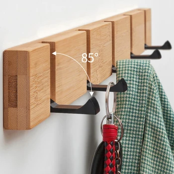 Wieszak ścienny na ubrania Punch-free Floating Shelfs drewniane półki do przechowywania z haczykami do sypialni, salonu, łazienki, biura