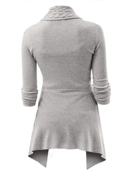 Wipalo Ostatnio Moda Kobiety Kabel Dzianiny Długi Sweter Asymetryczny Casual Sweter Damska Casual Z Długim Rękawem Kolor Dzianiny