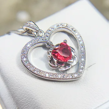 Wykwintne rhinestone łańcuch jeden Cyrkon 925 srebro kwiat serce naszyjnik moda damska akcesoria opłata biżuteria