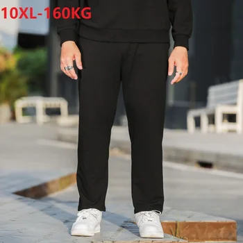 Wysokiej jakości jesień męskie spodnie dresowe sportowe spodnie proste plus rozmiar 8XL 9XL 10XL oversize duży rozmiar bezpośrednie temat spodnie czarny 160 kg