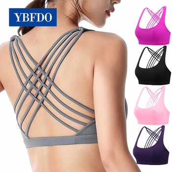 YBFDO 2021 nowy fitness sportowy biustonosz dla kobiet Push Up Cross Back odporna na wstrząsy jogging siłownia trening bielizna crop topy