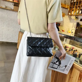 YBYT moda proste kobiety małe torby na ramię Diamentowa osłona łańcucha kopertówka portfel podwójna kieszeń kobiety czarna torba