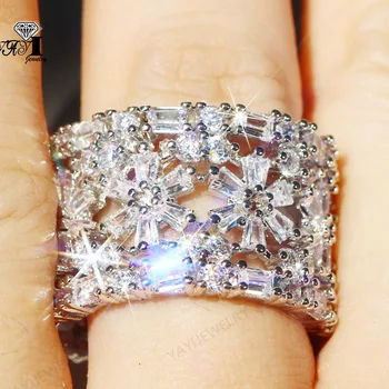 YaYI Jewelry Fashion Princess Cut 18CT Biały Cyrkon srebrny kolor obrączki ślubne miłosne pierścienie partyjne pierścienie 1200