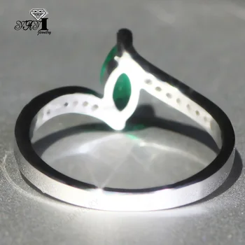 YaYI Jewelry Princess Cut 3.7 CT zielony Cyrkon srebrny wypełnione obrączki pierścionek serce pierścienie Walentynki dziewczyny pierścień 1151