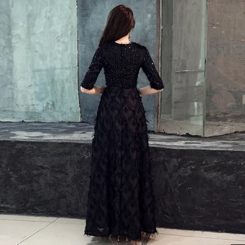 Yin wei 2021 nowe suknie wieczorowe panna młoda elegancki bankiet czarny Pół rękawy koronki długość podłogi długie wylotowe suknie wieczorowe WY1342