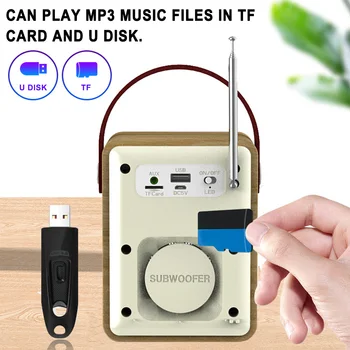 Z anteny cyfrowy zegar retro strona Główna odkryty TF karta mini radio FM, odbiornik wyświetlacz led USB Akumulator MP3 głośnik Bluetooth