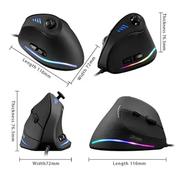 ZELOTES pionowa mysz programowalny USB przewodowa RGB mysz optyczna 11 przycisków 10000 punktów na cal regulowany ergonomiczny zestaw mysz