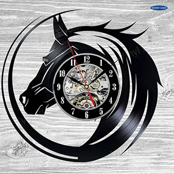 Zegar ścienny koń prezent zegar ścienny płyta Winylowa Artystyczny Wystrój vintage zegar ścienny 3d dial wizja