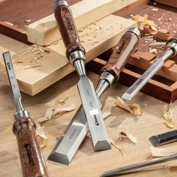 Zestawy narzędzi EZARC Wood Chisel Tool Set, 6 sztuk хромованадиевой i twardej пепельной uchwyty do obróbki drewna dłuta zestaw z bonus drewnianą obudową