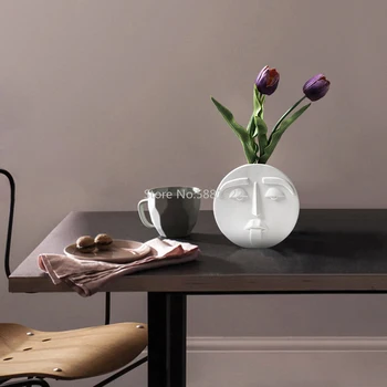 Ślubne, wazony do kwiatów skandynawskie akcesoria do dekoracji domu nowoczesny wazon do kwiatów wazony ceramiczne dla ludzkiej twarzy ozdoba salonu