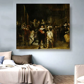 Цитон Płótno Rembrandt《straż Nocna》sztuka olej malarstwo grafika plakat obraz nowoczesny wystrój ścian domu ozdoby salonu