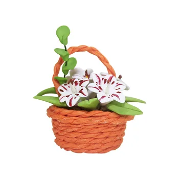 1/12 domek dla lalek miniaturowe akcesoria mini lilia kwiat koszyk symulacja trawa model zabawki do dekoracji domu Lalek