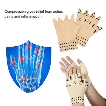 1 Para Magnetoterapia Rękawiczki Bez Palców, Stawów, Bólu Gojenie Stawów Szelki Wsparcie