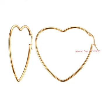 1 para kolczyków ze stali nierdzewnej złoty kolor kształt serca kolczyki dla kobiet Dziewczyny kolczyk kobiet biżuteria Darmowa wysyłka
