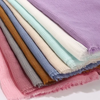 1 szt nowy Solider kolor miękka bawełna i len damski szalik długi projekt Pani plaid muzułmańskie chusty szaliki szale i okłady 20 kolorów