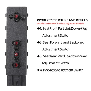 10-pin przedni lewy prawy przełącznik zasilania fotela kierowcy Chevrolet Cadillac SRX Buick GMC 12451497 12451498 25974714 25974715
