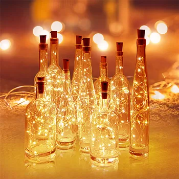 10 szt./lot zawiera baterię, korek do butelki wina światła 2 m 1 m przewód miedziany Bajki garland światła boże Narodzenie to święto partia ślub gru