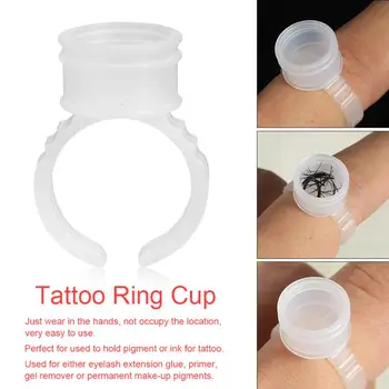 100/200/500pcs jednorazowe tatuaż atramentu pierścienie микроблейдинг brwi tatuaż makijaż klej pigment uchwyt na pojemnik kubek wsparcie szelki