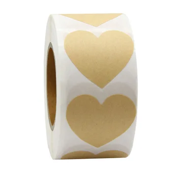 100-500szt w kształcie serca miłość naklejki drukowanie etykiety notatki do pakowania prezentów urodziny dostawy słodkie biurowe naklejki