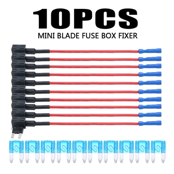 10pcs 15A Add Circuit Mini Blade Fuse Box Holder with 10pcs 15A Blade Fuses 12V Car Fuse Box Holder