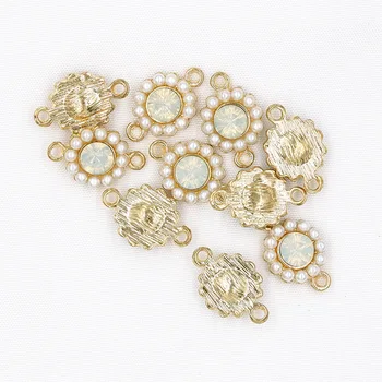 10szt okrągły Kryształ perła zawieszenia gniazdo biżuteria kolczyki bransoletki biżuteria DIY robi złote podstawie 10x17mm