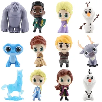 12 szt. Disney Frozen 2 królowa Śniegu Elsa Anna PVC figurka Olaf Kristoff Sven anime lalki, figurki, zabawki dla dzieci dzieci prezent model