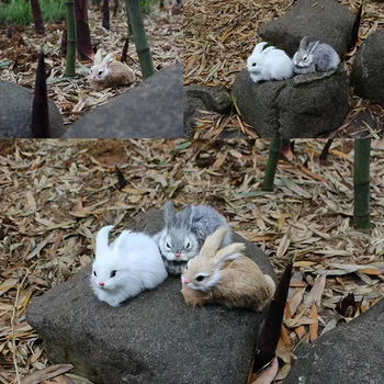 15 cm Mini realistyczne słodkie pluszowe króliki futro realistyczne zwierzęta Zajączek symulacja Królik zabawka model prezent na Urodziny