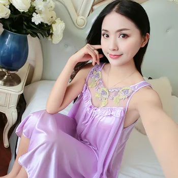 2018 Sexy Women Multi Color Nightie Nightwear Lingerie Nightdress Sleepwear Dress Plus Size New Sexy Silk Nightgowns