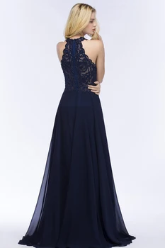2019 ciemno-niebieska sukienka na studniówkę, suknie wieczorowe długie wieczorowe sukienki damskie z koronki Sexy Cut Out Design A line Vestido De Festa