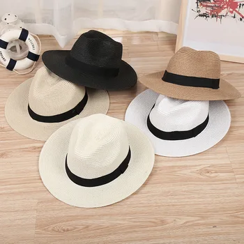 2019 nowy kobiety Sun Hat Taśma okrągły płaski top słomy DIY plaża Panama kapelusz letni dla kobiet kapelusze słomkowe kapelusze Snapback Gorras