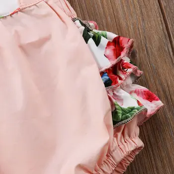 2019 nowy letni dzieci noworodka suwaki dziewczynek kwiat kombinezon różowy suwaki body+ opaska stroje Sunsuit drop ship